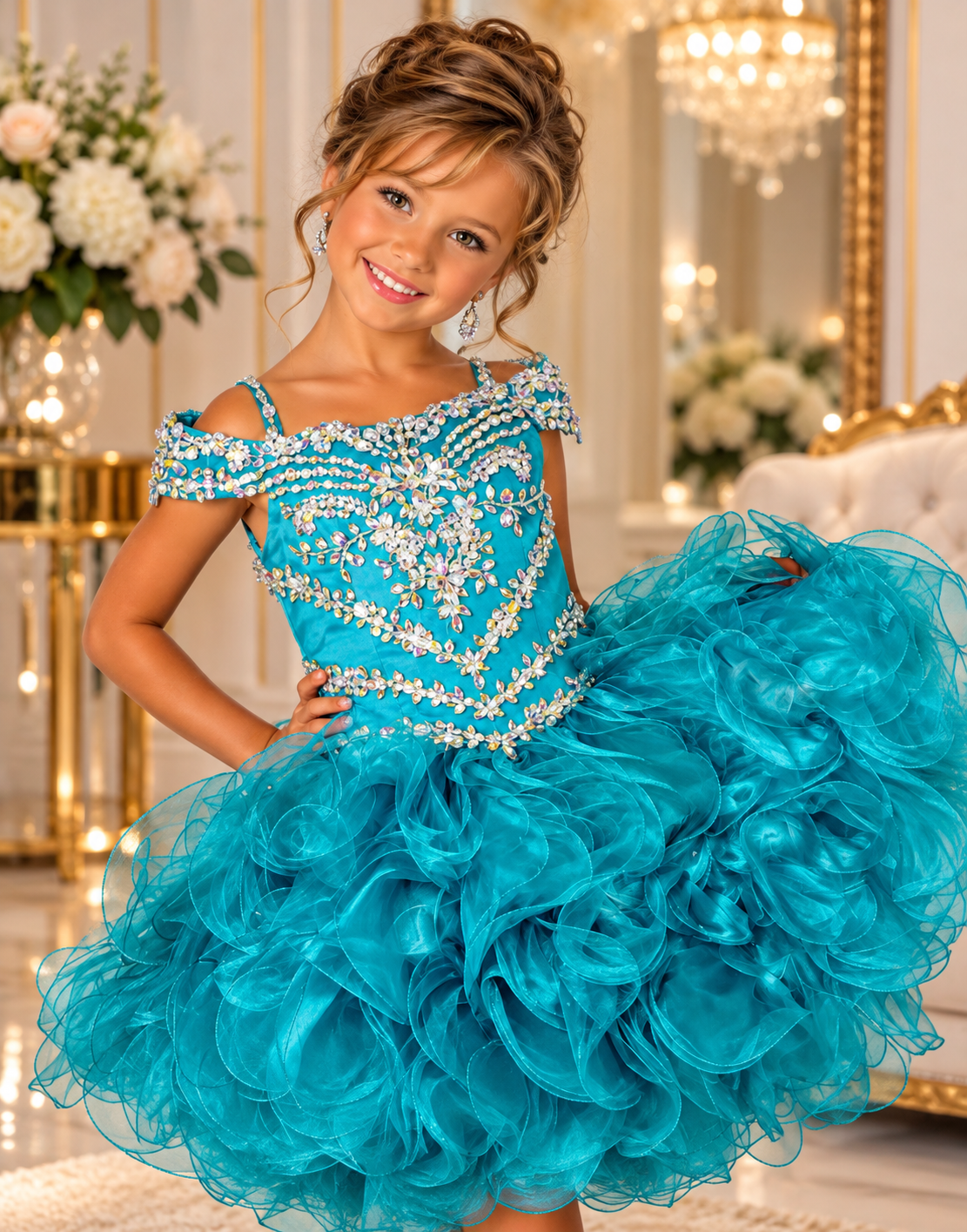 Teal Little Miss Glitz